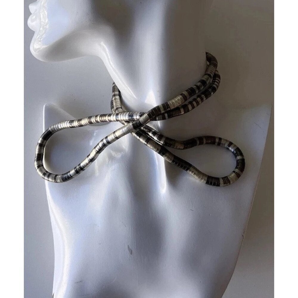 Vintage Reticulated Snake Like Turn & Bendable Mix Metal Necklace Multiple Shape